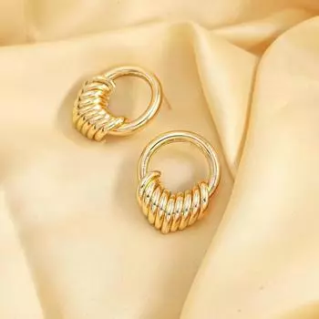 Модные французские полые серьги в стиле ретро, элегантные золотые серьги, круглые серьги с 9 трубками для женщин 3*3.8 cm золотой