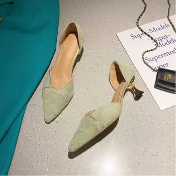 Модные французские ретро женские туфли 2024 года Новые туфли на высоком каблуке Женские туфли-лодочки Полые одинарные туфли с острым носком Модные туфли на маленьком каблуке 34 коричневый