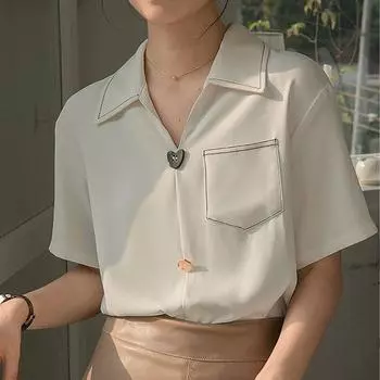 Модные французские женские рубашки с v-образным вырезом 2023, офисная женская летняя женская блузка с коротким рукавом, элегантная женская одежда, Blusas 28094 S светло-зеленый