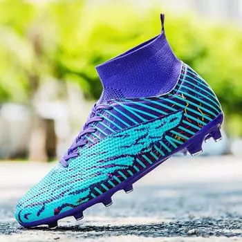 Модные футбольные бутсы унисекс, футбольные бутсы, футбольные ботильоны, молодежные тренировочные кроссовки, спортивная обувь на открытом воздухе 35 фиолетовый