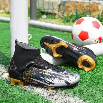 Модные футбольные бутсы унисекс, футбольные бутсы, футбольные ботильоны, молодежные тренировочные кроссовки, спортивная обувь на открытом воздухе, большие размеры 32-48 35 чёрный