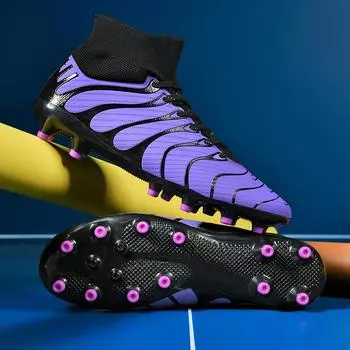 Модные футбольные бутсы унисекс, футбольные бутсы, футбольные ботильоны, молодежные тренировочные кроссовки, спортивная обувь на открытом воздухе 36 фиолетовый