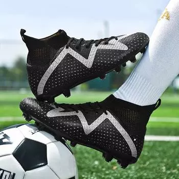 Модные футбольные бутсы унисекс, футбольные бутсы, футбольные ботильоны, молодежные тренировочные кроссовки, спортивная обувь на открытом воздухе, Роналду 35 чёрный