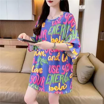 Модные футболки большого размера, летние женские футболки с буквенным принтом, большие графические длинные футболки, розовые топы Y2k, уличная одежда в стиле хип-хоп в стиле Харадзюку M