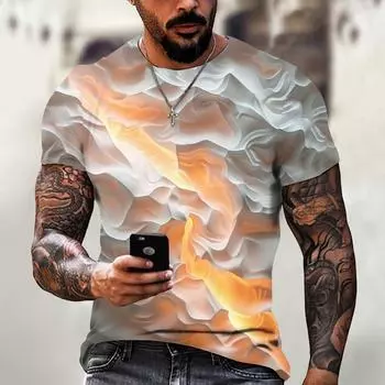 Модные футболки для мужчин с 3D-принтом и нерегулярным узором, мужская одежда, уличные дизайнерские футболки с короткими рукавами, свободные футболки, повседневная спортивная одежда S