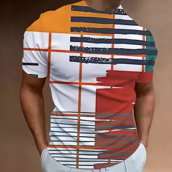 Модные футболки для мужчин с 3D-принтом, цветные линии, уличные дизайнерские футболки с короткими рукавами, свободные футболки больших размеров, повседневные топы S