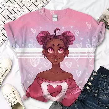 Модные футболки Kawaii для девочек, трендовая футболка в стиле Харадзюку для женщин, уличная одежда большого размера, женская одежда с принтом, верхняя рубашка в корейском стиле S