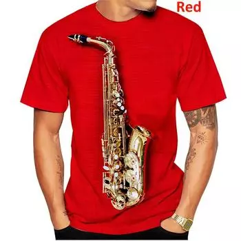 Модные футболки с графикой саксофона, летние трендовые футболки с коротким рукавом в стиле хип-хоп с 3D-принтом, повседневная уличная одежда, свободные мужские футболки S