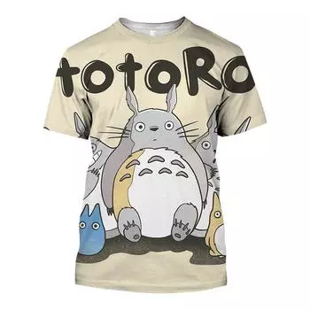 Модные футболки с рисунком аниме и 3D-принтом Тоторо, мужские и женские футболки с короткими рукавами, повседневные свободные детские топы с круглым вырезом XXXXXL