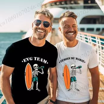 Модные футболки с рисунком скелета, футболка для прощальной вечеринки на мальчишнике с 3D-принтом, мужская футболка, свадебная футболка Evg Team Future Groom Squad S