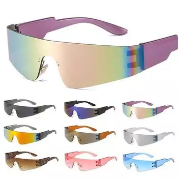 Модные футуристические солнцезащитные очки без оправы, женские и мужские солнцезащитные очки, модные очки
