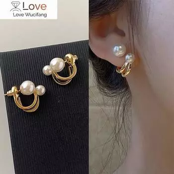 Модные геометрические элегантные милые серьги-кольца с имитацией жемчуга для женщин, классические маленькие серьги-гвоздики, свадебные украшения