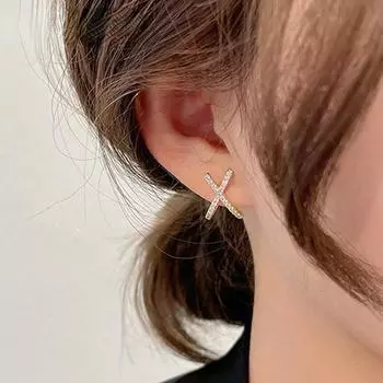 Модные геометрические элементы, блестящий крест, серьги для вечеринок, сексуальные серьги, женские украшения для пирсинга