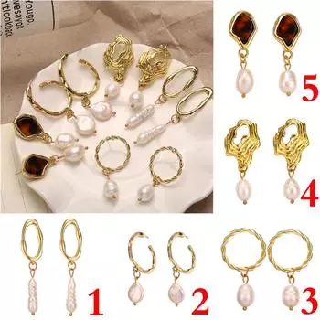 Модные геометрические круглые жемчужные серьги, роскошные очаровательные индивидуальные украшения 1