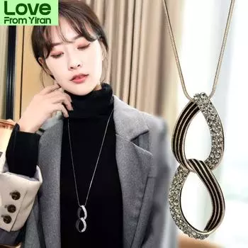 Модные геометрические овальные подвесные длинные ожерелья с подвесками для женщин, ювелирные изделия, цепочки для свитеров