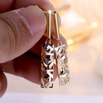 Модные геометрические полые квадратные серьги-подвески для женщин золотисто-серебряного цвета, двухцветные свадебные этнические украшения золотой