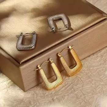 Модные геометрические прямоугольные серьги из нержавеющей стали, трендовые женские серьги с покрытием 18 карат, легкие, роскошные серьги премиум-класса