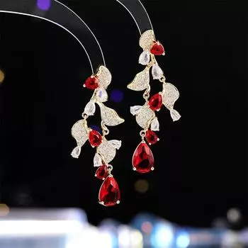 Модные геометрические серьги-капли из циркония в форме листа, женские серьги из серебра 925 пробы, нишевые серьги для банкетного платья высокого класса