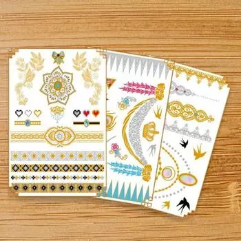 Модные геометрические татуировки-наклейки красивые, не размытые, ультратонкие 2