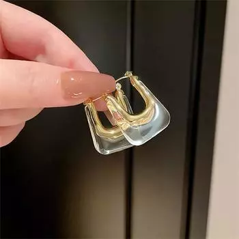 Модные геометрические висячие серьги женские U-образные серьги-кольца помолвочные вечерние украшения подарки на годовщину прозрачный