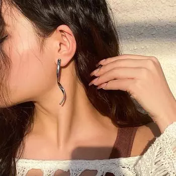 Модные геометрические жидкие серьги для женщин золотой