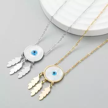 Модные глаза титановая сталь ожерелье цветная кисточка ключица цепочка кулон