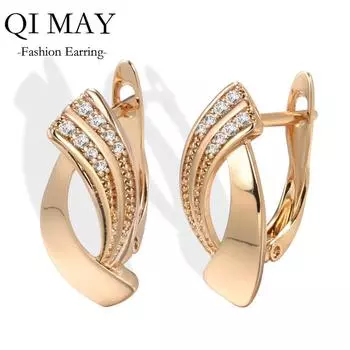 Модные Глянцевые Висячие Серьги Розовое Золото Простая Геометрия Циркон Серьги для Женщин Ежедневно Изысканные Ювелирные Изделия Подарок