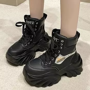 Модные готические ботинки на толстой платформе для женщин, осенне-зимние, ботильоны из искусственной кожи, женские, черные, на толстой подошве, мотоциклетные ботинки Mujer 35