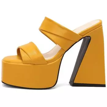 Модные готические тапочки на высоком каблуке, туфли-мюли на платформе, сексуальные летние туфли для женщин, зеленые, желтые сандалии, вечерние фетиш-туфли, женские 46 чёрный