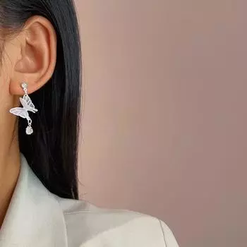 Модные градиентные серьги-бабочки, комплект из длинных кисточек с кристаллами циркония, серьги с имитацией жемчуга, украшения для вечеринки, подарок