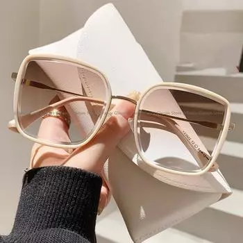 Модные градиентные солнцезащитные очки Ocean для женщин, винтажные большие солнцезащитные очки UV400, мужские роскошные дизайнерские модные очки для вождения на открытом воздухе коричневый