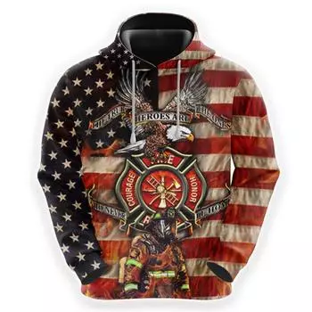 Модные графические толстовки с изображением героя-пожарного Модные мужские свитера Уличная одежда Толстовки с принтом пожарного Топы Harajuku S