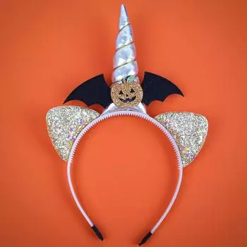 Модные Хэллоуинские Повязки на Голову с Кошачьими Ушками Единорога, Повязки на Голову Тыква Дьявол, Девочки Фестиваль Вечеринка Косплей Повязка на Волосы, Детские Аксессуары для Волос