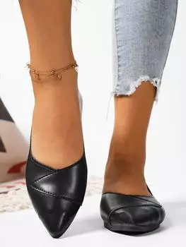 Модные хиты продаж, новые весенне-осенние женские туфли на плоской подошве с острым носком, женские туфли на плоской подошве для офиса, женские туфли на открытом воздухе, неглубокие мокасины 36 чёрный