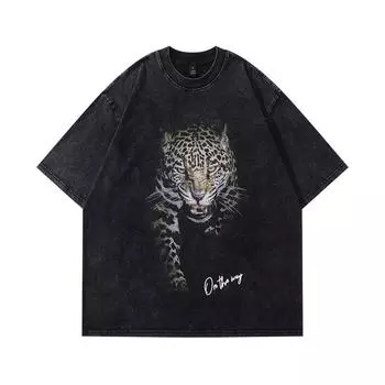 Модные хлопковые мужские футболки с круглым вырезом и принтом животных, повседневные топы с короткими рукавами M