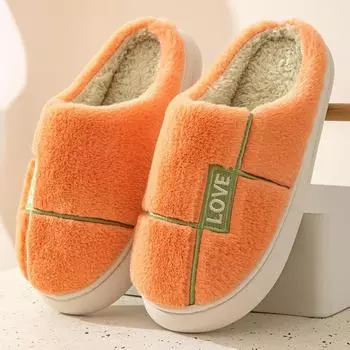 Модные хлопковые тапочки для дома осенне-зимняя хлопковая обувь для дома теплые домашние плюшевые тапочки женская обувь обувь для женщин 36-37fit22.5cm-23cm оранжевый