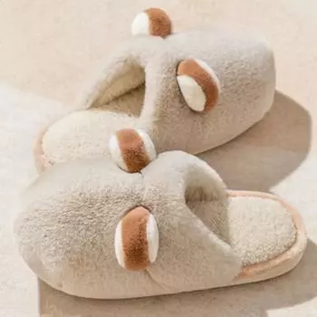 Модные хлопковые тапочки для женщин и мужчин, осенне-зимние домашние тапочки, нескользящие мягкие плюшевые милые пары с ушками, теплые пушистые тапочки для дома 36-37