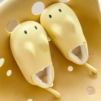 Модные хлопковые тапочки женские водонепроницаемые для улицы домашняя одежда мультфильм милый толстая подошва теплые тапочки плоская обувь нескользящая Trend2024 35-36 песочный