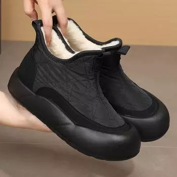 Модные хлопковые туфли на платформе 2025 зима новые утолщенные шерстяные зимние сапоги повседневные универсальные нескользящие водонепроницаемые хлопковые сапоги 35