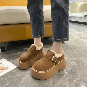 Модные хлопковые туфли с пряжкой на ремне, женские, 2024, новые, повседневные, ретро-ботинки, нишевый дизайн, зимние ботинки, модные, короткие ботинки 35