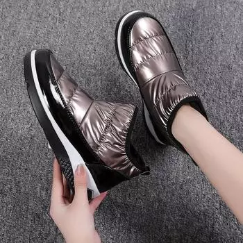 Модные хлопковые туфли женские зимние сапоги водонепроницаемые утолщенные кашемировые подкладки 36 белый