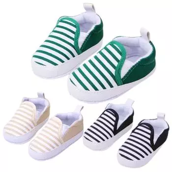 Модные холщовые детские туфли в полоску для маленьких мальчиков 11