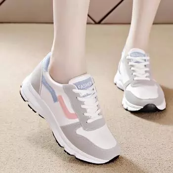 Модные холщовые сетчатые кроссовки, женские универсальные повседневные белые туфли для бега 35 белый