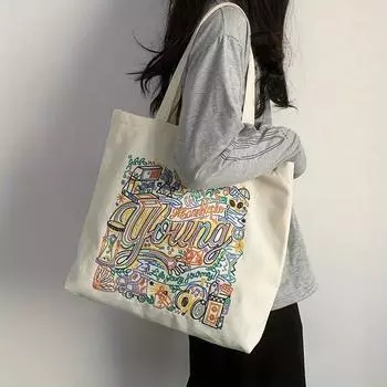 модные холщовые сумки с вышивкой, большая вместительная литературная школьная сумка, модные сумки на ремне для школы, шоппинга, путешествий бежевый