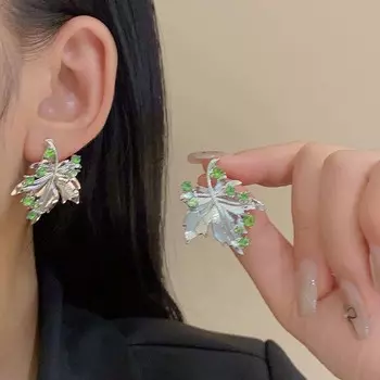 Модные хрустальные циркониевые листочки-гвоздики простые преувеличенные серьги-листья для дамской вечеринки в подарок ювелирные изделия как
