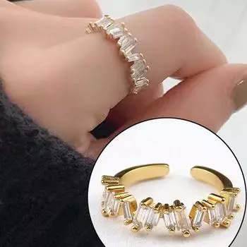 Модные хрустальные кольца для женщин с цирконием V золотого цвета, винтажные свадебные модные ювелирные кольца