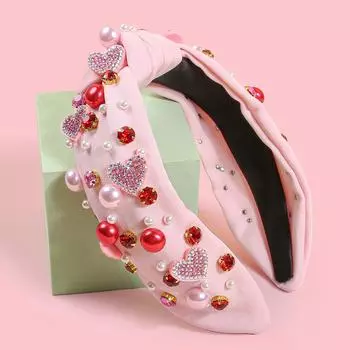 Модные хрустальные повязки для волос в форме сердца для девочек, хрустальная жемчужная повязка на голову для женщин, повязки на голову на День святого Валентина для вечеринки, аксессуары для волос