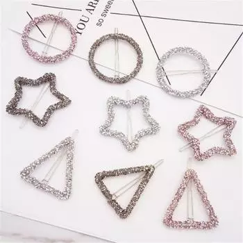 Модные хрустальные стразы, заколка для волос, звезда, треугольник, круглая форма, женские заколки для волос