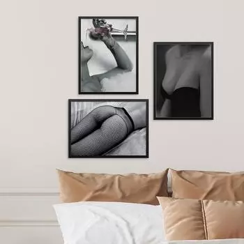 Модные художественные принты, постер с изображением розы и шампанского в пенной ванне, женщина в рыболовных сеточках, черно-белый декор стены спальни 21x30cm No Framed