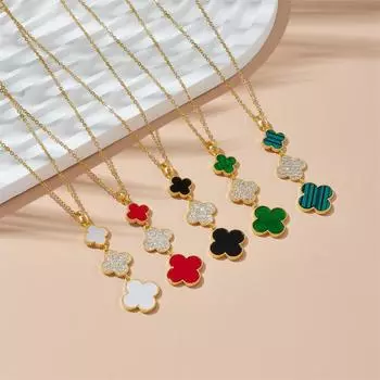 Модные и элегантные элегантные аксессуары с цветочным ожерельем Lucky Four Leaf Grass